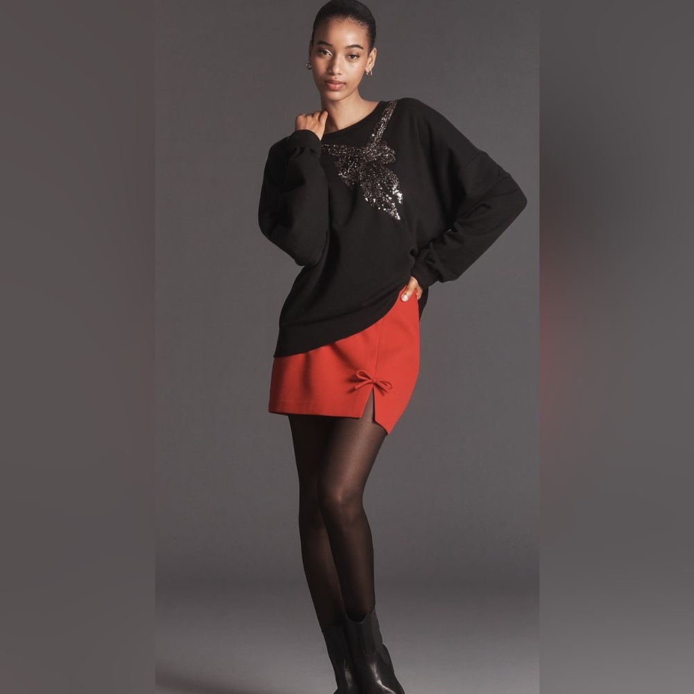 Maeve From Anthropologie Sequin Bow Sweatshirt - Picture 4 of 9